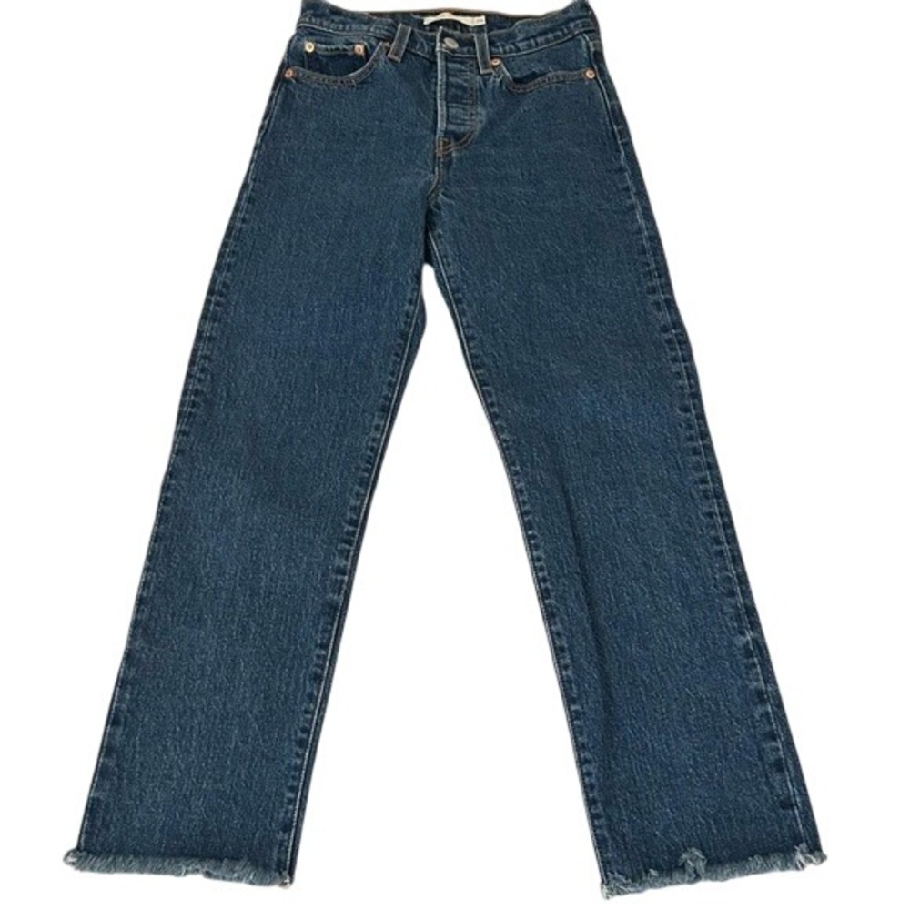 Levi's Wedgie Blue Wash Denim Jeans Button Fly Cotton Elastane  Size 24